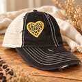 Black Signature Leopard Heart Trucker Hat