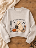 Oatmeal Boo, Coffee & Wild Hearts Cropped Crewneck Sweatshirt