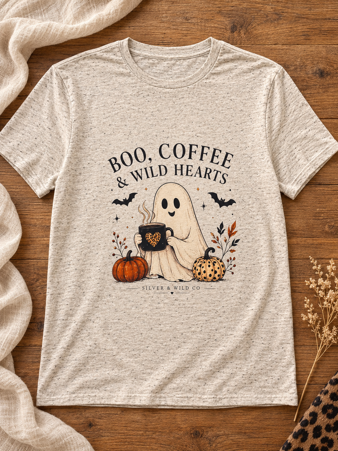 Oatmeal Boo, Coffee & Wild Hearts Graphic Tee