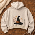 Oatmeal Wild Witch Hat Cropped Zip Hoodie