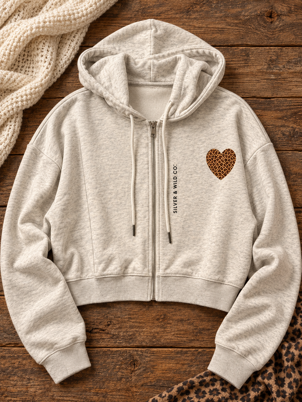 Oatmeal Wild Witch Hat Cropped Zip Hoodie