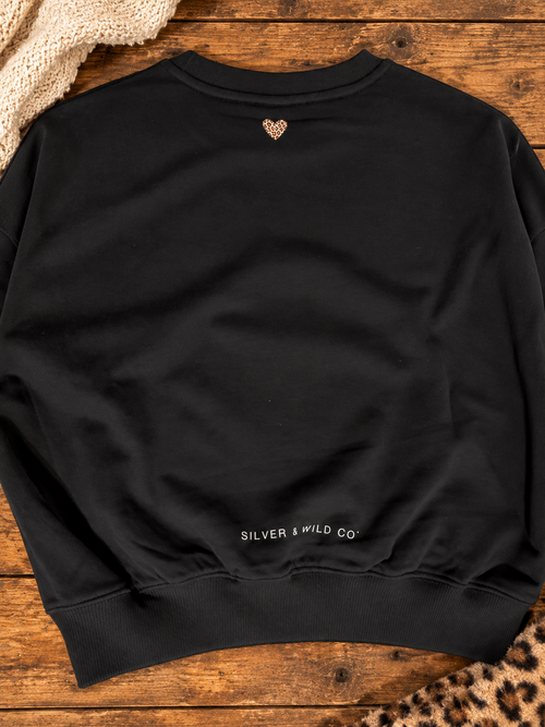 Black Midnight Wild Cropped Crewneck Sweatshirt